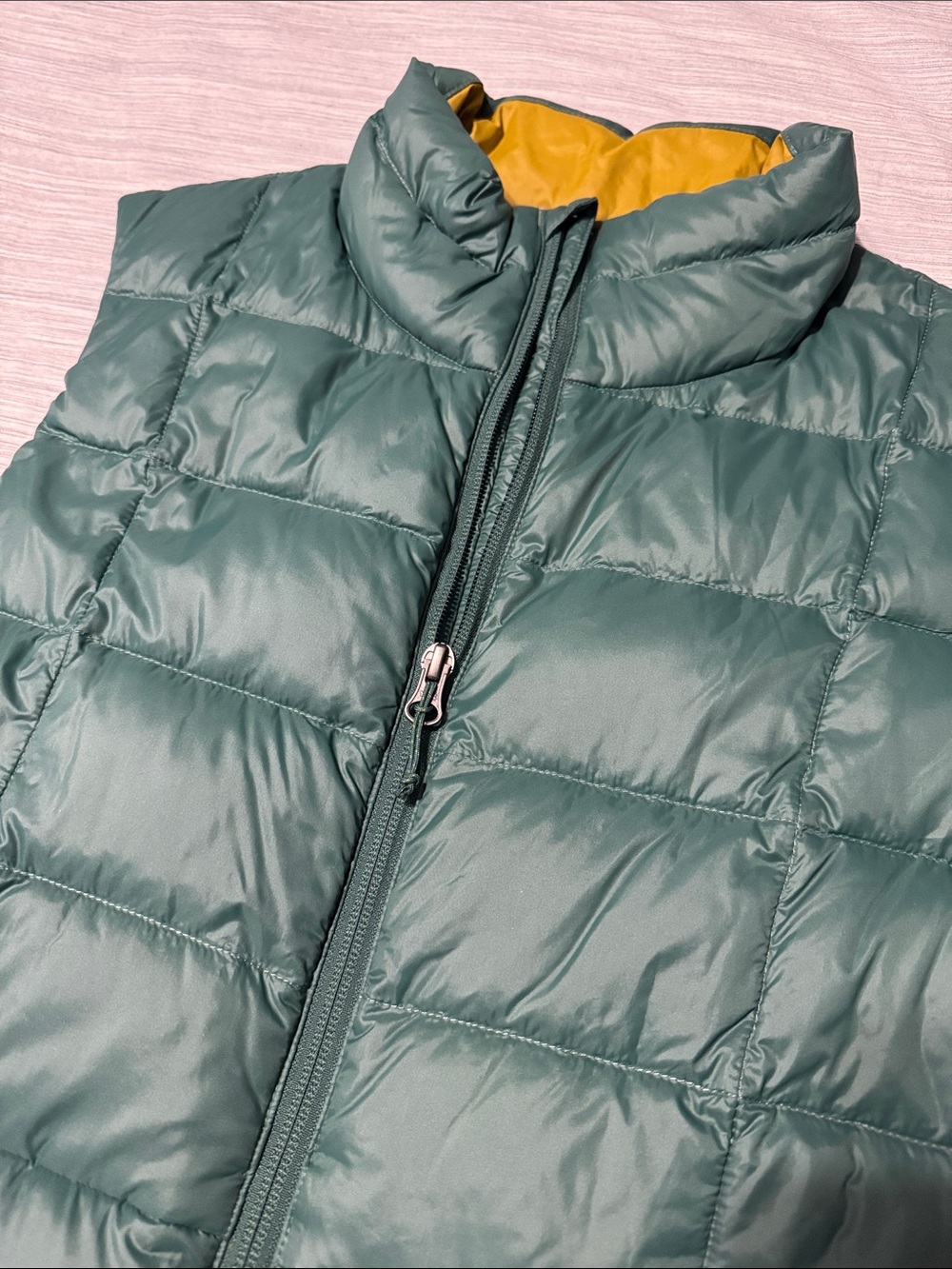 REI Co-op 650 Down Vest Womens Large Teal Green Mustard Yellow Puffer Full Zip - Picture 8 of 14